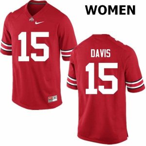 NCAA Ohio State Buckeyes Women's #15 Wayne Davis Red Nike Football College Jersey QON4445EA
